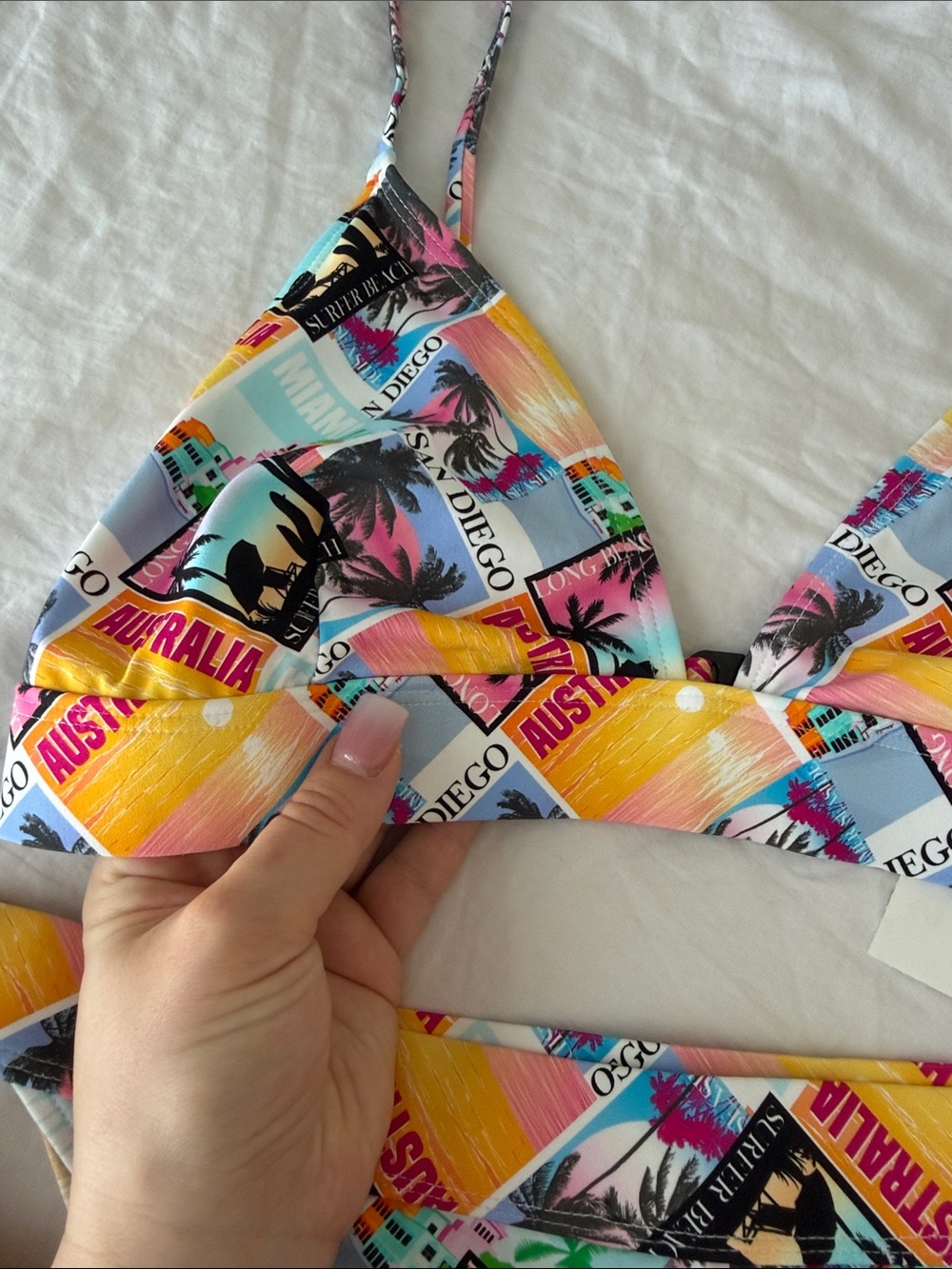 Threadbare Multicolor Graphic Triangle Bikini - Picture 7 of 12